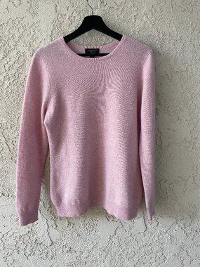 100% Cashmere Crewneck Sweater Pink Charter Club Luxury Large FA23 Quiet Luxury